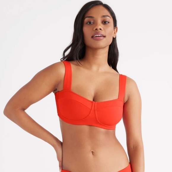 NWT Knix Swim Balcony Cup Bikini Top in Orange Zest Size L - Picture 1 of 11